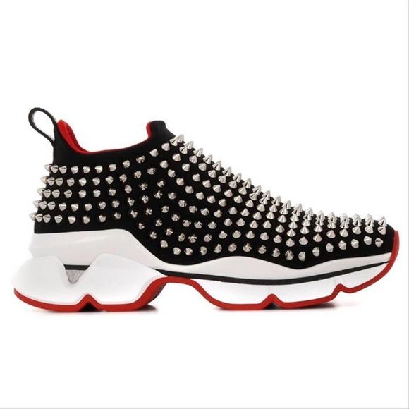 Shop Christian Louboutin Spike Sock Flat Sneakers